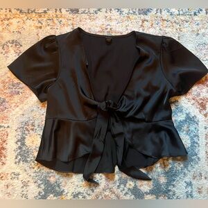 Wild Fable Black “Silk” Peplum Crop Top